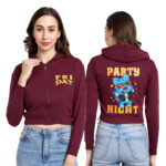 Graphic Print Crop Top With Zipper Regular Fit