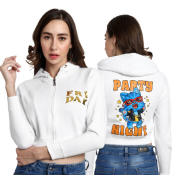 Graphic Print Crop Top With Zipper Regular Fit