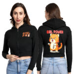 Graphic Print Crop Top With Zipper Regular Fit