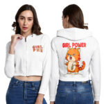 Graphic Print Crop Top With Zipper Regular Fit