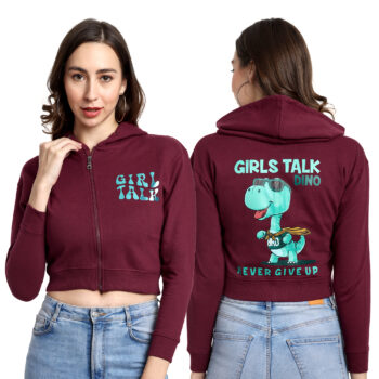 Graphic Print Crop Top With Zipper Regular Fit