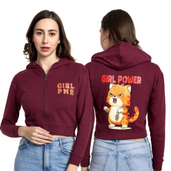 Graphic Print Crop Top With Zipper Regular Fit