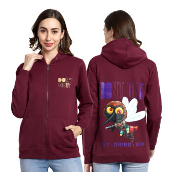 Womens Graphic Print Regular Fit Zipper Hoodie