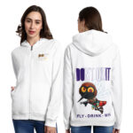 Womens Graphic Print Regular Fit Zipper Hoodie