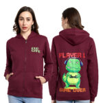 Womens Graphic Print Regular Fit Zipper Hoodie