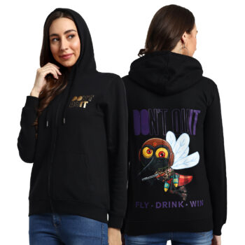 Womens Graphic Print Regular Fit Zipper Hoodie