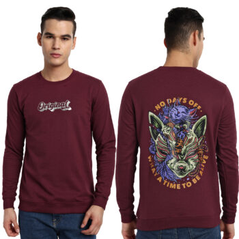 Mens Graphic Print Regular Sweatshirt With Round Neck