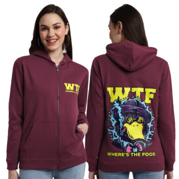 Womens Graphic Print Regular Fit Zipper Hoodie