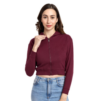 Plain Crop Top with Zipper Regular Fit