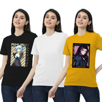 Womens 2-Graphic With 1-solid T-shirt