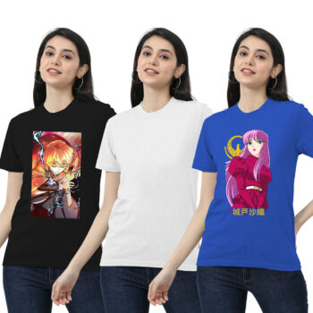 Womens 2-Graphic With 1-solid T-shirt