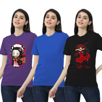 Womens 2-Graphic With 1-solid T-shirt