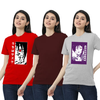 Womens 2-Graphic With 1-solid T-shirt