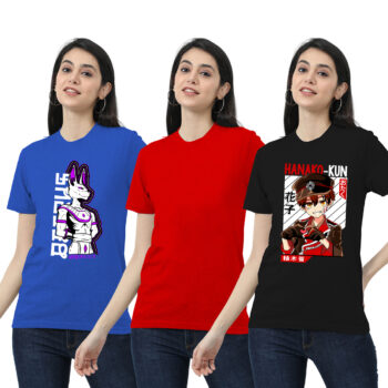 Womens 2-Graphic With 1-solid T-shirt