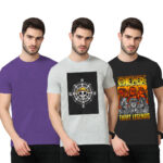 3PACK 1SOLID+2PRINT [PURPLE+GRAY MILANGE+BLACK]