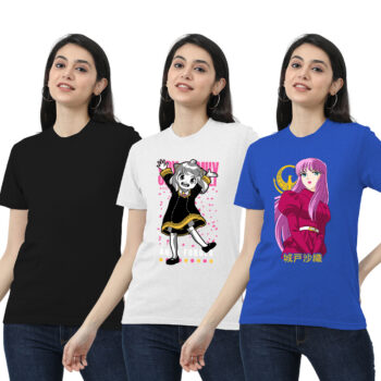 Womens 2-Graphic With 1-solid T-shirt