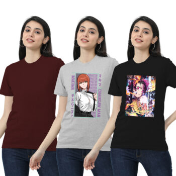 Womens 2-Graphic With 1-solid T-shirt