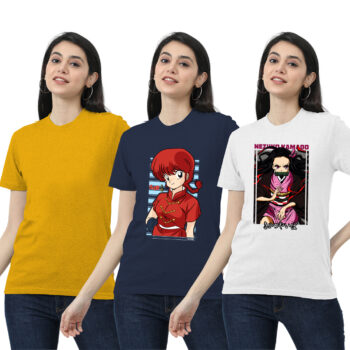 Womens 2-Graphic With 1-solid T-shirt