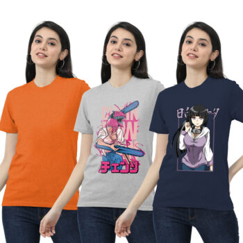 Womens 2-Graphic With 1-solid T-shirt