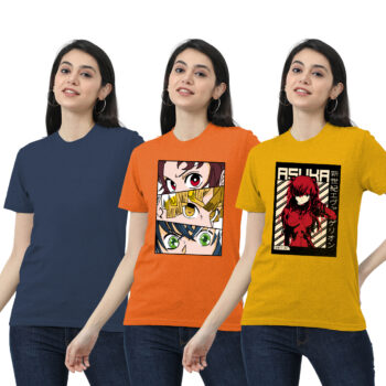 Womens 2-Graphic With 1-solid T-shirt