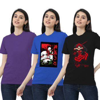 Womens 2-Graphic With 1-solid T-shirt