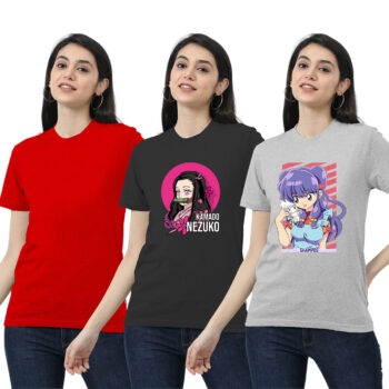 Womens 2-Graphic With 1-solid T-shirt