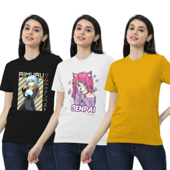 Womens 2-Graphic With 1-solid T-shirt