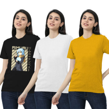 Womens 2-Solid With 1-Graphic T-shirt