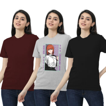 Womens 2-Solid With 1-Graphic T-shirt