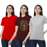 Womens 2-Solid With 1-Graphic T-shirt