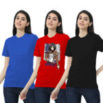 Womens 2-Solid With 1-Graphic T-shirt