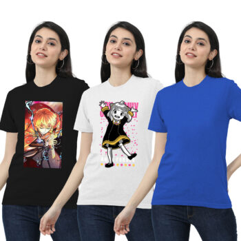 Womens 2-Graphic With 1-Solid T-shirt