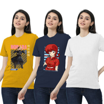 Womens 2-Graphic With 1-Solid T-shirt