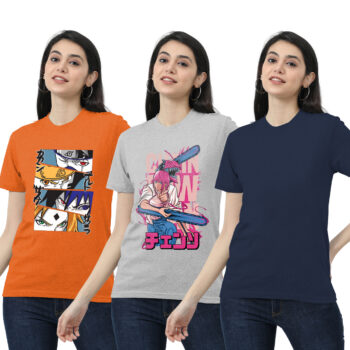 Womens 2-Graphic With 1-Solid T-shirt