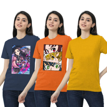 Womens 2-Graphic With 1-Solid T-shirt