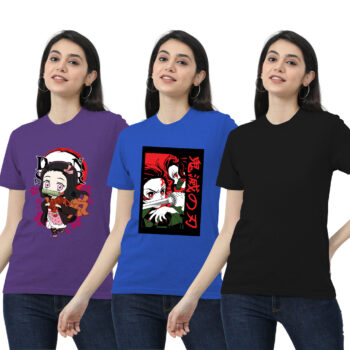 Womens 2-Graphic With 1-Solid T-shirt
