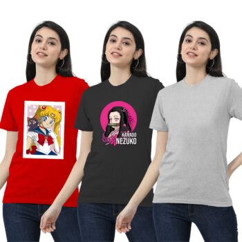 Womens 2-Graphic With 1-Solid T-shirt