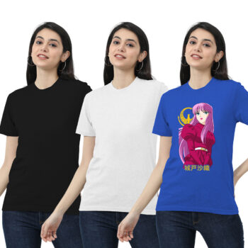 Womens 2-Solid With 1-Graphic T-shirt